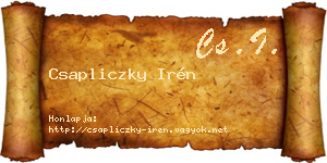 Csapliczky Irén névjegykártya